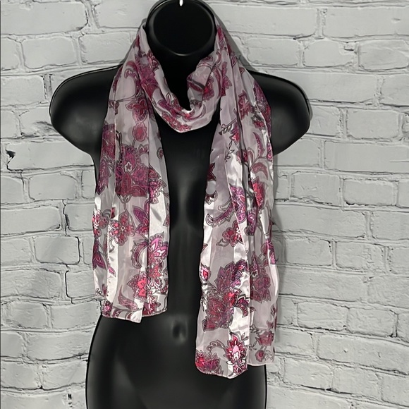 FREE with Purchase Floral Pink and White Scarf - Picture 1 of 3